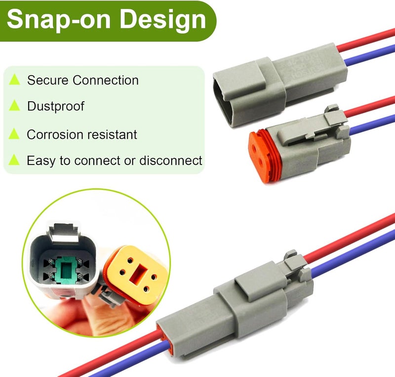 Twippo 2 Pin Deutsch Connector Kit 10 Sets, Gray DT Connector Kit, 2 Pin Automotive Waterproof Wire Connectors, Electrical Connectors Kit with 16# Stamped Contacts for Car, RV, Truck Wiring 22-16AWG - Image 5